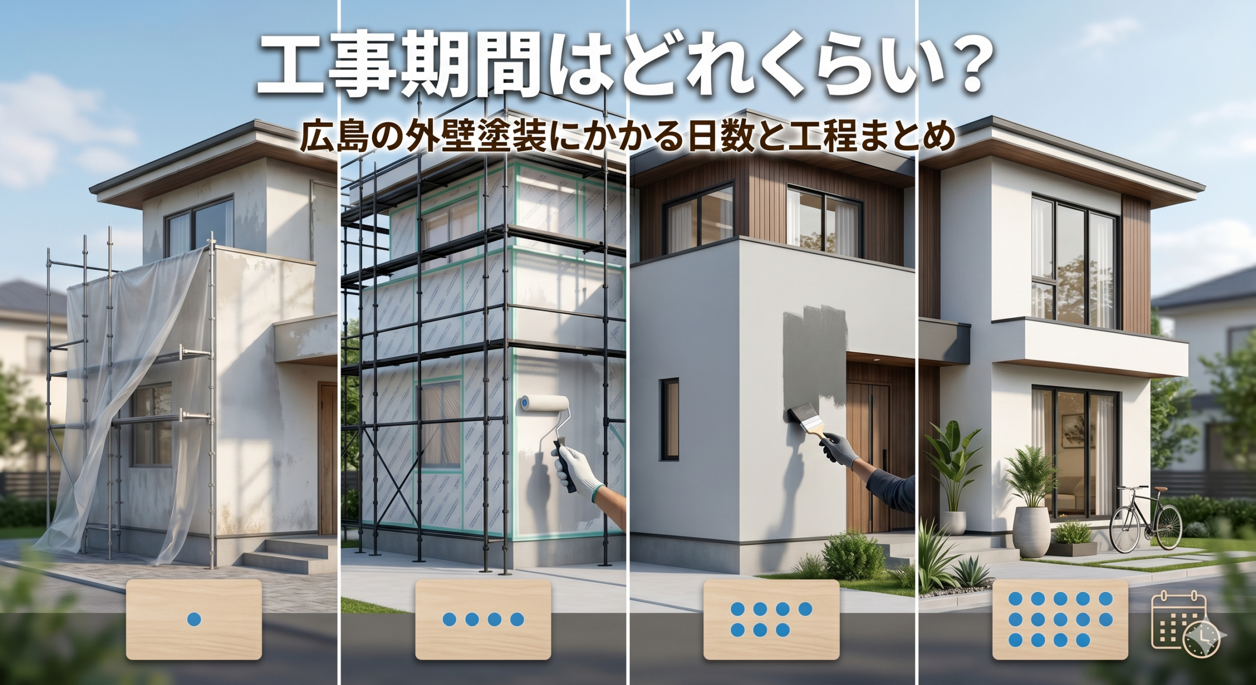 「工事期間はどれくらい?」広島の外壁塗装にかかる日数と工程まとめ