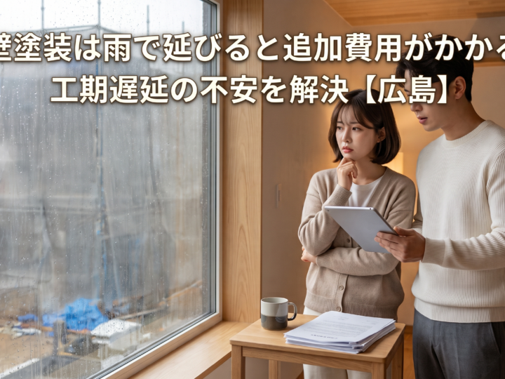 外壁塗装は雨で延びると追加費用がかかる?工期遅延の不安を解決【広島】