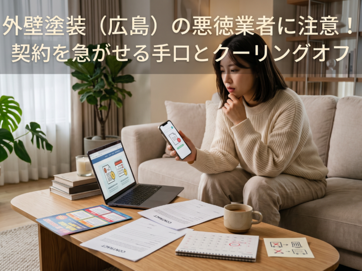 外壁塗装(広島)の悪徳業者に注意!契約を急がせる手口とクーリングオフ
