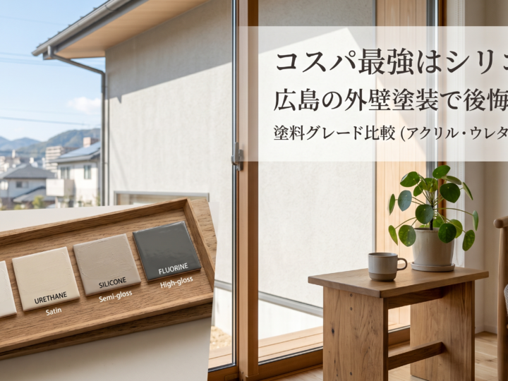 コスパ最強はシリコン?広島の外壁塗装で後悔しない塗料グレード比較(アクリル・ウレタン・フッ素)
