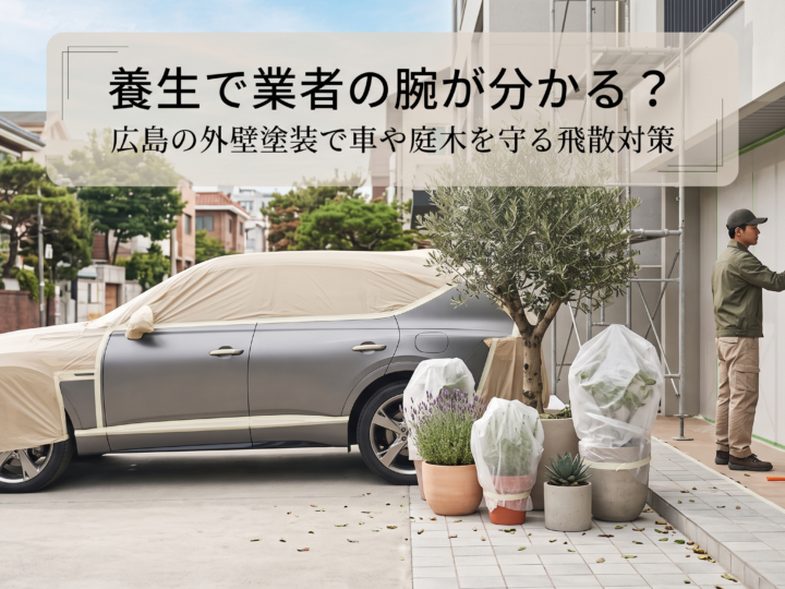 養生で業者の腕が分かる?広島の外壁塗装で車や庭木を守る飛散対策