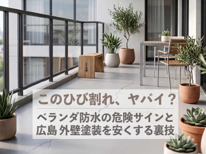 「このひび割れ、ヤバイ?」ベランダ防水の危険サインと広島の外壁塗装を安くする裏技