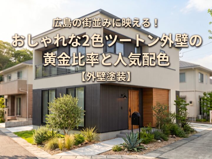 広島の街並みに映える!おしゃれな2色ツートン外壁の黄金比率と人気配色【外壁塗装】